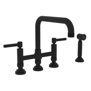 ROHL Campo™ Bridge Kitchen Faucet With Side Spray In Matte Black