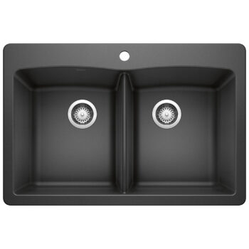 Blanco Diamond SILGRANIT 33" 50/50 Double Bowl Dual Mount Kitchen Sink - Anthracite