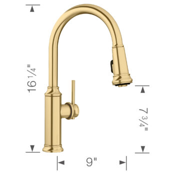 Blanco Empressa High Arc Pull-Down Dual-Spray Kitchen Faucet 1.5 GPM - Satin Gold - Image 6