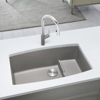 Blanco Performa Cascade SILGRANIT 32" Single Bowl Undermount Kitchen Sink with Colander - Truffle - Image 3