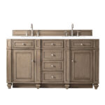 Bristol 60" Double Vanity, Whitewashed Walnut