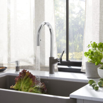 Blanco Urbena Pull-Down Dual-Spray Kitchen Faucet 1.5 GPM - Chrome/Volcano Gray - Image 3