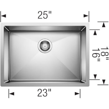 Blanco Precision R10 25" Single Bowl Undermount Stainless Steel Kitchen Sink - Image 3