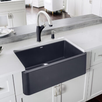 Blanco Ikon SILGRANIT 30" Single Bowl Apron-Front Farmhouse Sink - Anthracite - Image 5