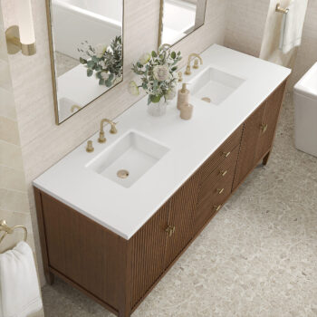 Myrrin 72" Double Vanity, Mid Century Walnut w/ 3 CM White Zeus Quartz Top - Image 5