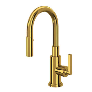 ROHL Lombardia® Pull-Down Bar/Food Prep Kitchen Faucet In Unlacquered Brass