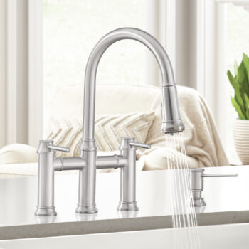 Blanco Empressa Pull-Down Dual-Spray Bridge Faucet 1.5 GPM - PVD Steel - Image 3