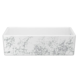 Shaws Shaker™ 36″ Single Bowl Farmhouse Apron Front Fireclay Kitchen Sink With Metallic Design In Metallic Silver