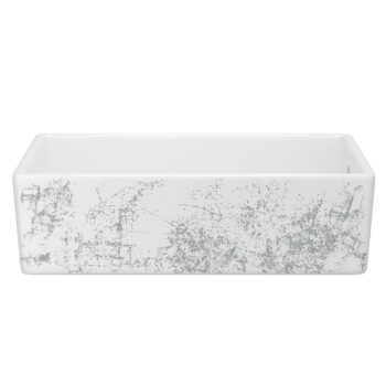 Shaws Shaker™ 36" Single Bowl Farmhouse Apron Front Fireclay Kitchen Sink With Metallic Design In Metallic Silver