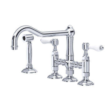 ROHL Acqui® Bridge Kitchen Faucet With Side Spray In Polished Chrome