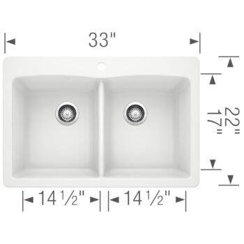 Blanco Diamond SILGRANIT 33" 50/50 Double Bowl Dual Mount Kitchen Sink - White - Image 3