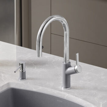 Blanco Urbena Pull-Down Dual-Spray Kitchen Faucet 1.5 GPM - Chrome/Metallic Gray - Image 4