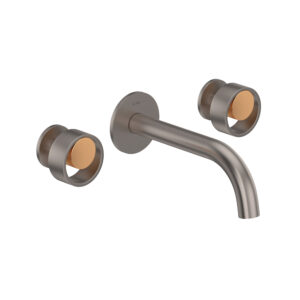 ROHL Eclissi™ Wall Mount Lavatory Faucet Trim With C-Spout In Satin Nickel/Satin Gold