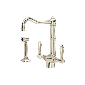 ROHL Acqui® Two Handle Kitchen Faucet With Side Spray In Polished Nickel