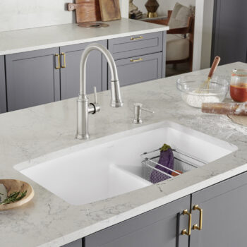 Blanco Performa SILGRANIT 33" 60/40 Double Bowl Undermount Kitchen Sink with Low Divide - White - Image 2