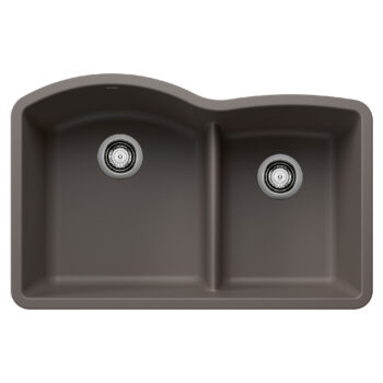 Blanco Diamond SILGRANIT 32" 60/40 Double Bowl Undermount Kitchen Sink with Low Divide - Volcano Gray