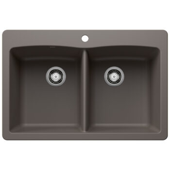 Blanco Diamond SILGRANIT 33" 50/50 Double Bowl Dual Mount Kitchen Sink - Volcano Gray