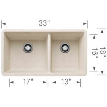 Blanco Precis SILGRANIT 33" 60/40 Double Bowl Undermount Kitchen Sink - Soft White - Image 3