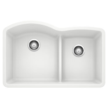 Blanco Diamond SILGRANIT 32" 60/40 Double Bowl Undermount Kitchen Sink with Low Divide - White