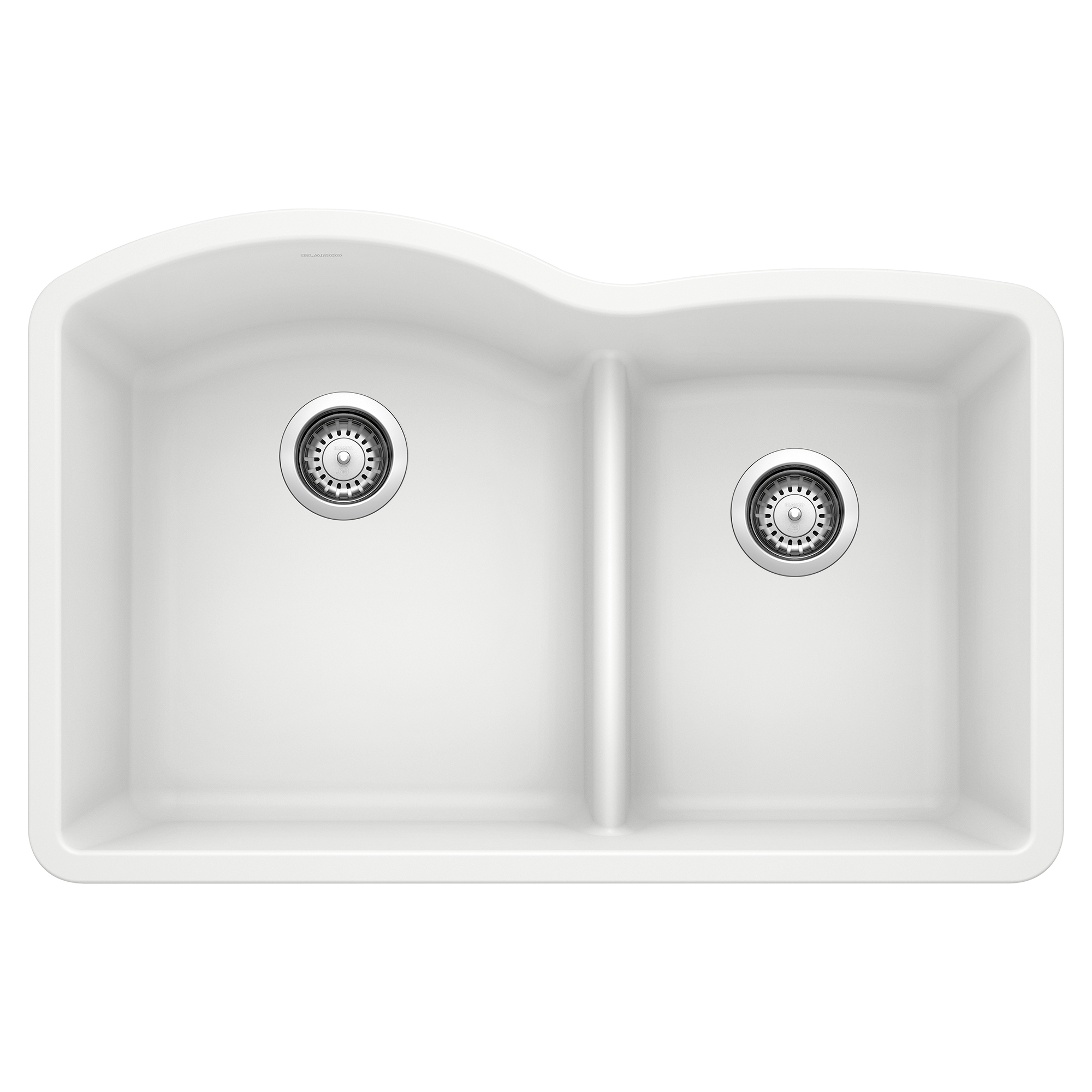 Blanco Diamond SILGRANIT 32" 60/40 Double Bowl Undermount Kitchen Sink with Low Divide - White