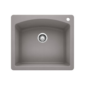 Blanco Diamond SILGRANIT 25" Single Bowl Dual Mount Kitchen Sink - Metallic Gray