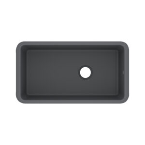 ROHL Allia™ 34″ Fireclay Single Bowl Undermount Kitchen Sink In Satin Grey
