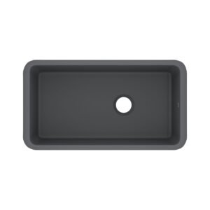 ROHL Allia™ 34″ Fireclay Single Bowl Undermount Kitchen Sink In Satin Grey