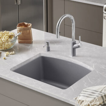 Blanco Diamond SILGRANIT 25" Single Bowl Dual Mount Kitchen Sink - Metallic Gray - Image 3