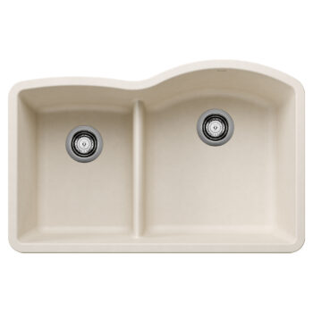 Blanco Diamond SILGRANIT 32" 40/60 Reverse Double Bowl Undermount Kitchen Sink with Low Divide - Soft White