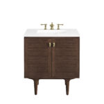 Amberly 30" Single Vanity, Mid-Century Walnut