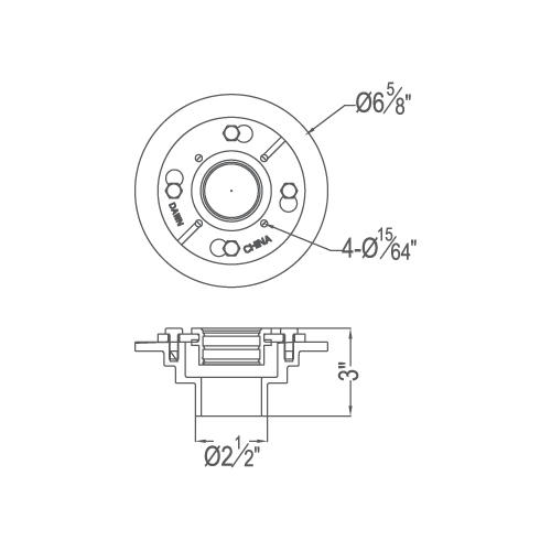 Dawn® Cast iron shower drain base: 6-5/8''x3'' (overall) - Image 2