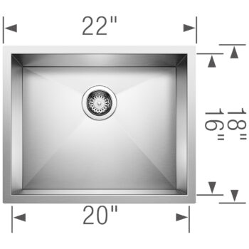 Blanco Precision R0 22" Single Bowl Undermount Stainless Steel Kitchen Sink - Image 3