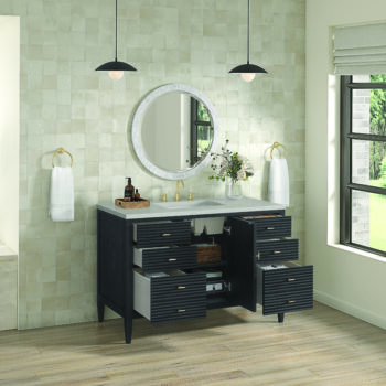 Myrrin 48" Vanity, Carbon Oak w/ 3 CM Eternal Serena Quartz Top - Image 4