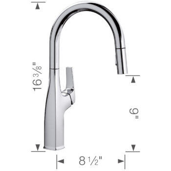 Blanco Rivana High-Arc Pull-Down Dual-Spray Kitchen Faucet 1.5 GPM - Chrome - Image 3