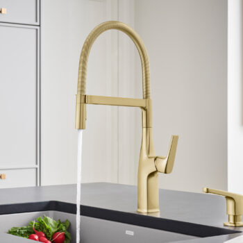 Blanco Rivana Semi-Pro Pull-Down Dual-Spray Kitchen Faucet 1.5 GPM - Satin Gold - Image 12