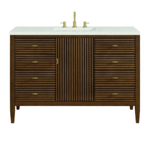 Myrrin 48″ Vanity, Mid Century Walnut w/ 3 CM Lime Delight Quartz Top