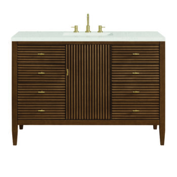 Myrrin 48" Vanity, Mid Century Walnut w/ 3 CM Lime Delight Quartz Top