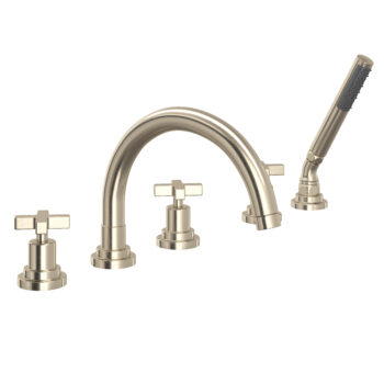 ROHL Lombardia® 5-Hole Deck Mount Tub Filler With C-Spout In Satin Nickel
