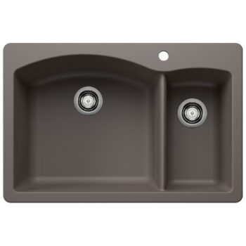 Blanco Diamond SILGRANIT 33" 70/30 Double Bowl Dual Mount Kitchen Sink - Volcano Gray
