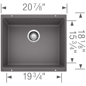 Blanco Precis SILGRANIT 21" Single Bowl Undermount Kitchen Sink - Cinder - Image 3