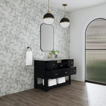 Lucian 48" Single Vanity, Carbon Oak w/ 3 CM Victorian Silver Quartz Top - Image 5