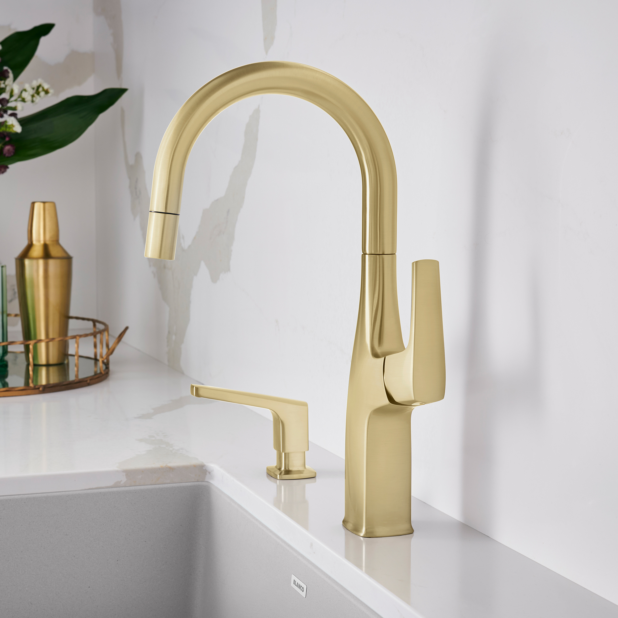 Blanco Rivana Pull-Down Bar Faucet 1.5 GPM - Satin Gold - Image 6