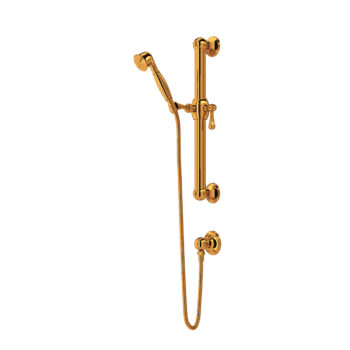 ROHL Handshower Set With 24" Grab Bar and Single Function Handshower In Italian Brass