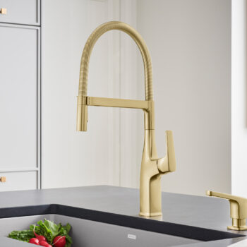 Blanco Rivana Semi-Pro Pull-Down Dual-Spray Kitchen Faucet 1.5 GPM - Satin Gold - Image 11