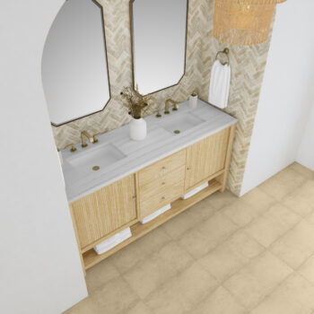 Marigot Single 72" Double Vanity, Sunwashed Oak w/ 3 CM Arctic Fall Solid Surface Top - Image 5
