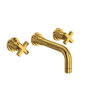 ROHL Lombardia® Wall Mount Lavatory Faucet Trim In Unlacquered Brass