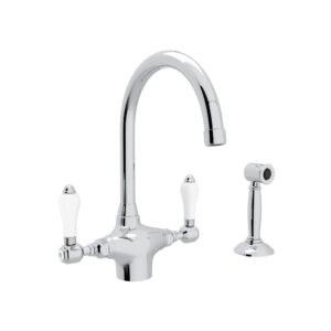 ROHL San Julio® Two Handle Kitchen Faucet With Side Spray In Polished Chrome