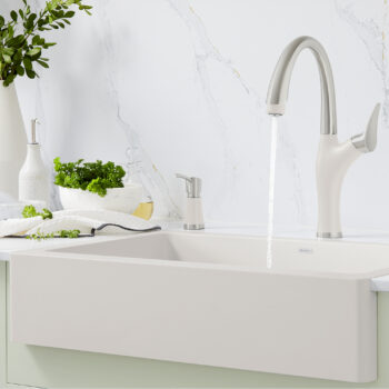 Blanco Artona Pull-Down Dual-Spray Kitchen Faucet 1.5 GPM - PVD Steel/Soft White - Image 3