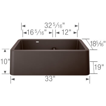 Blanco Ikon SILGRANIT 33" Double Bowl Apron-Front Farmhouse Sink with Low Divide - Café - Image 3