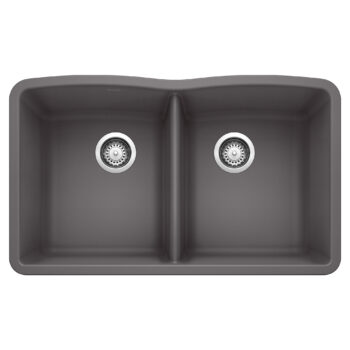 Blanco Diamond SILGRANIT 32" 50/50 Double Bowl Undermount Kitchen Sink - Cinder